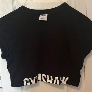 Gymshark Black Cropped Tee with White Logo
